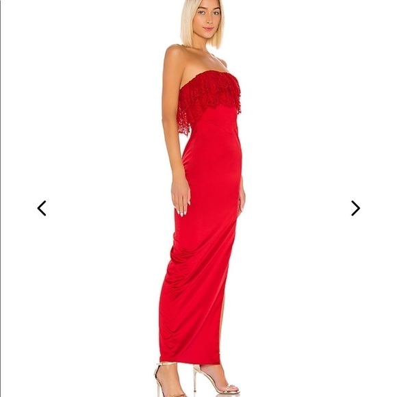 Lovers + Friends Red Lace Evening Prom Dress NWT Size Large - Picture 2 of 5